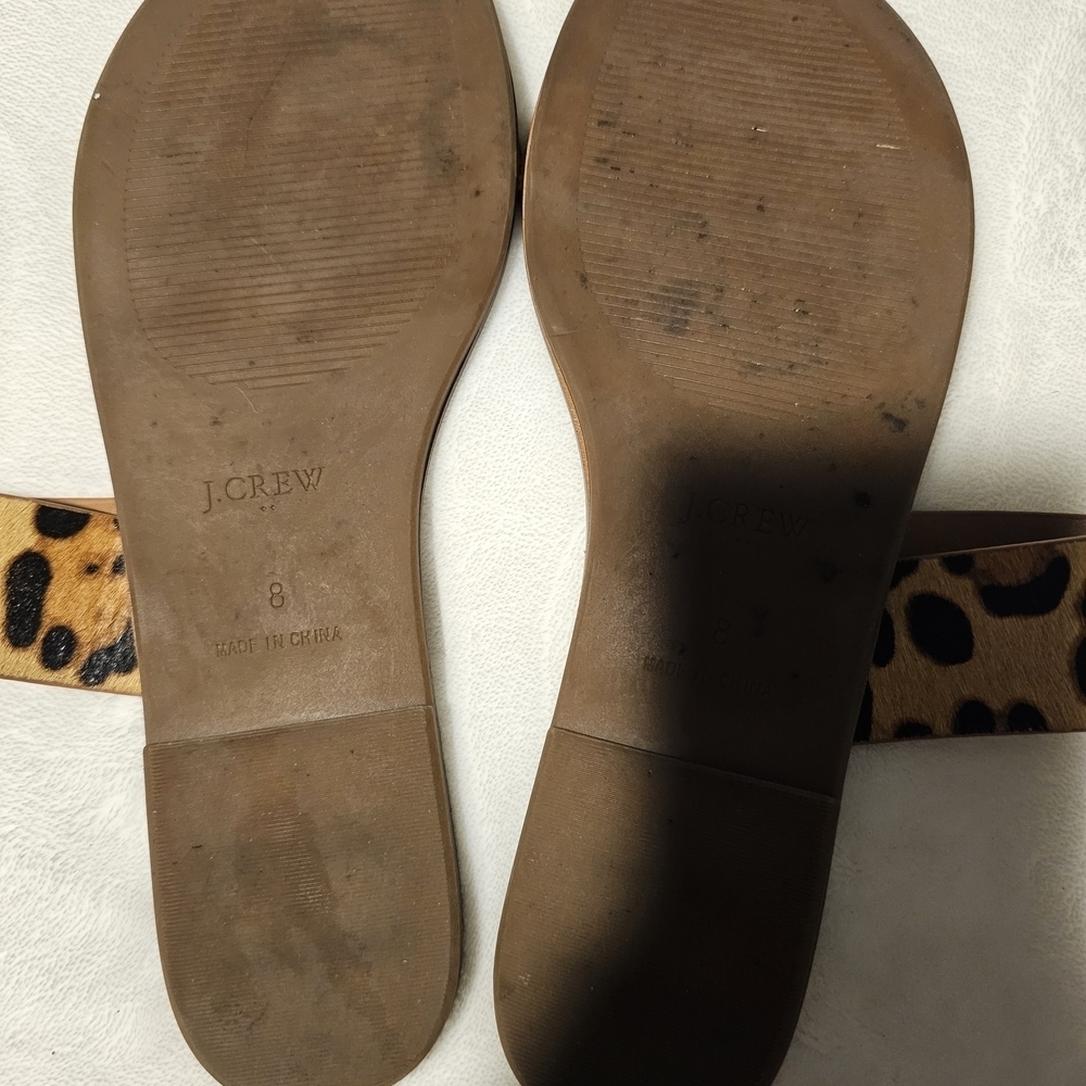 J. Crew Sandals Size 8 Leopard Print Tan & Black - Picture 4 of 5
